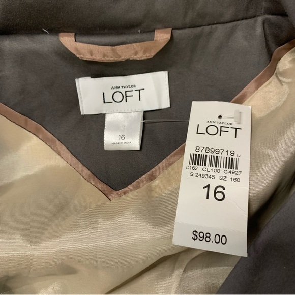 Loft Blazer New With Tags 3/4 Sleeve Brown/Beige Size 16 Measurements In Photos - Picture 4 of 11